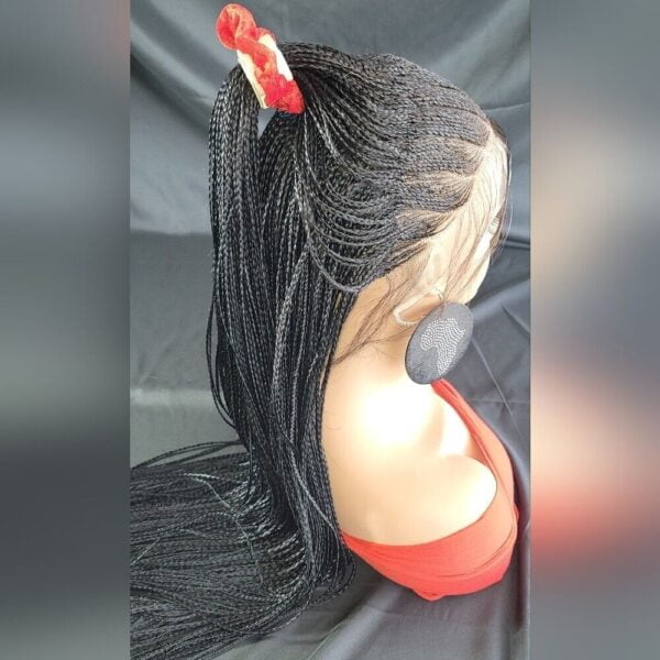 🎉 Braided Lace Front Wig: African-Inspired, Ombre Black Human-Synthetic,