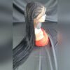 🎉 Braided Lace Front Wig: African-Inspired, Ombre Black Human-Synthetic,