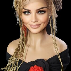 Braided Full Lace Wigs, 24" Knotless Braids Wig with Ghana Weave Blonde Wig NWT