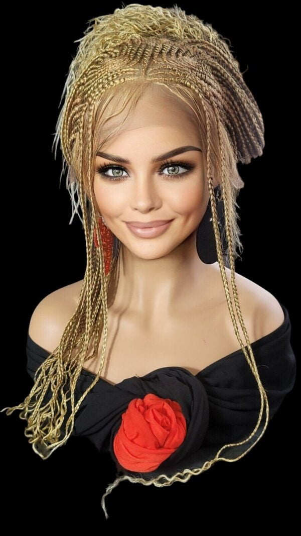 Braided Full Lace Wigs, 24" Knotless Braids Wig with Ghana Weave Blonde Wig NWT