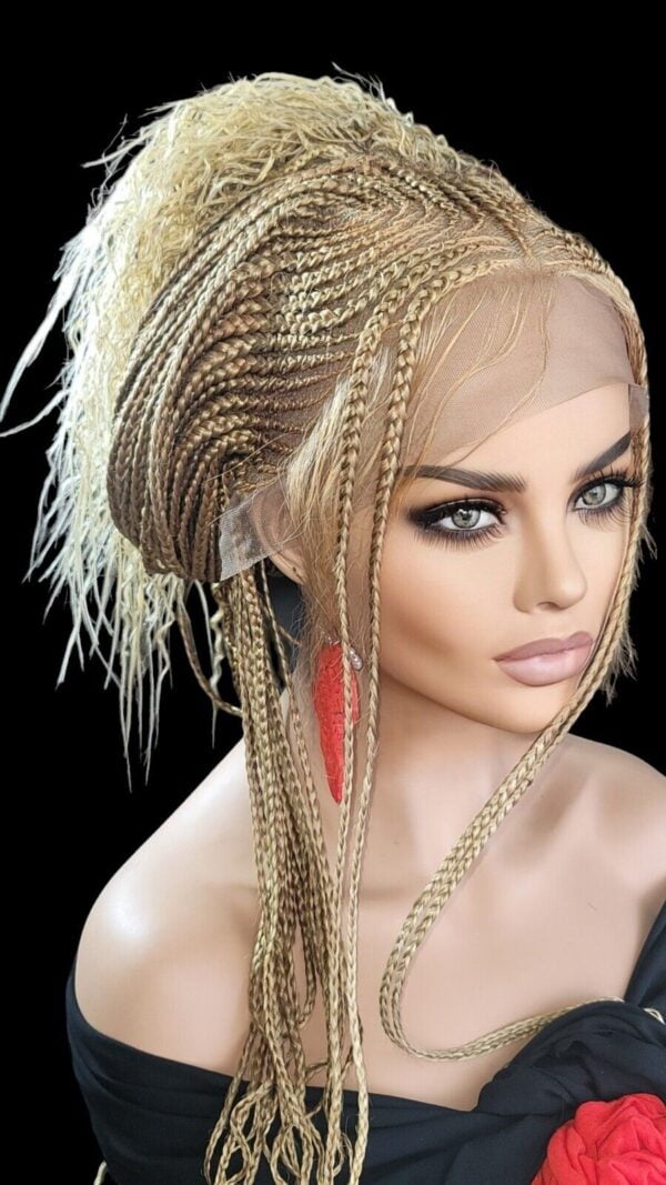 Braided Full Lace Wigs, 24" Knotless Braids Wig with Ghana Weave Blonde Wig NWT