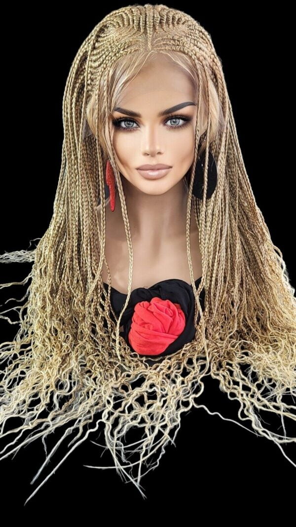 Braided Full Lace Wigs, 24" Knotless Braids Wig with Ghana Weave Blonde Wig NWT