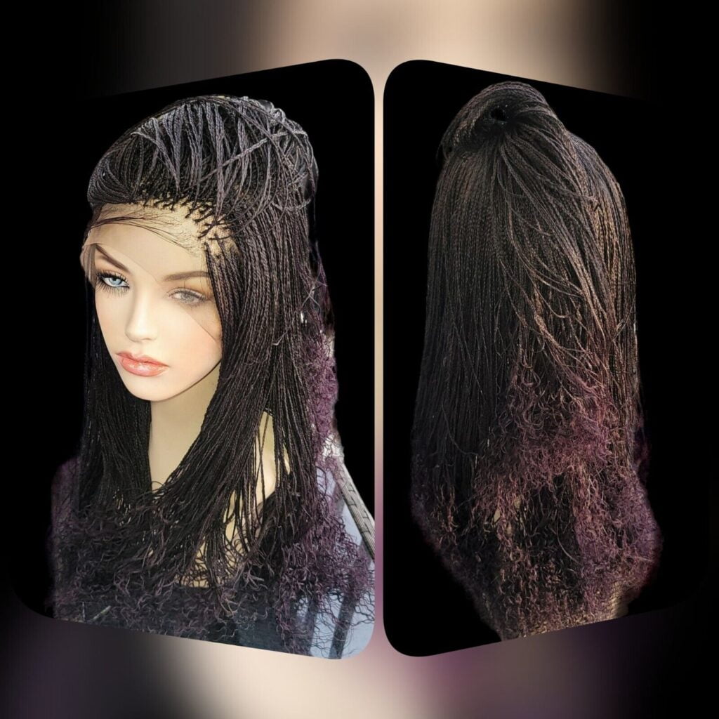 Braided Wig "ALINA", Stunning Long Braids, New with Tags, Ombre Purple Full Lace