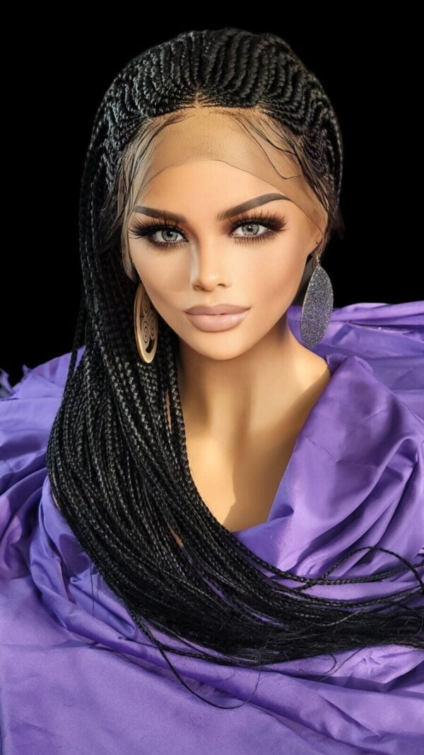 100% Handmad Braided Wigs - Jet Black Feeding With Box Braid Lace Wigs" Long NWT