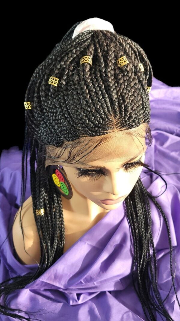 100% Handmad Braided Wigs - Jet Black Feeding With Box Braid Lace Wigs" Long NWT