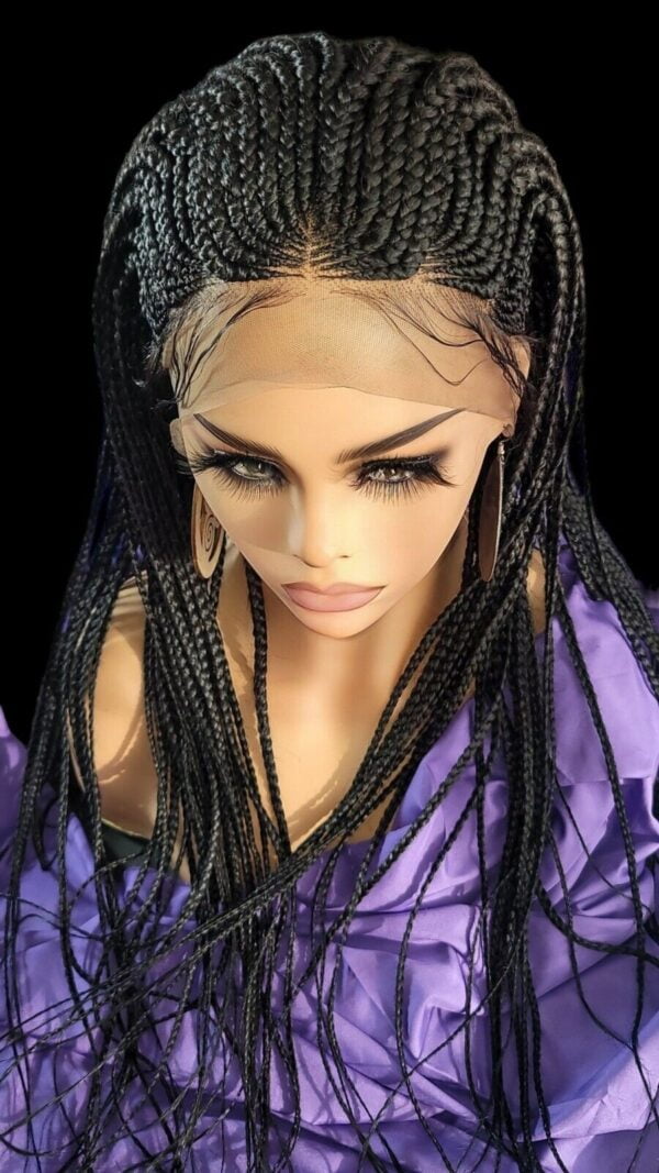 100% Handmad Braided Wigs - Jet Black Feeding With Box Braid Lace Wigs" Long NWT