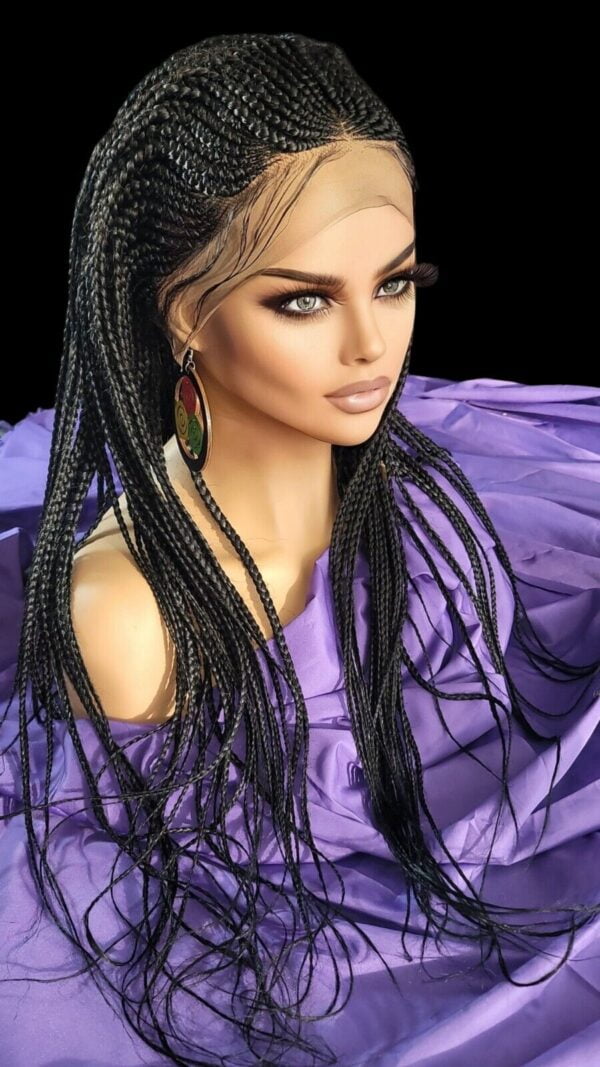 100% Handmad Braided Wigs - Jet Black Feeding With Box Braid Lace Wigs" Long NWT