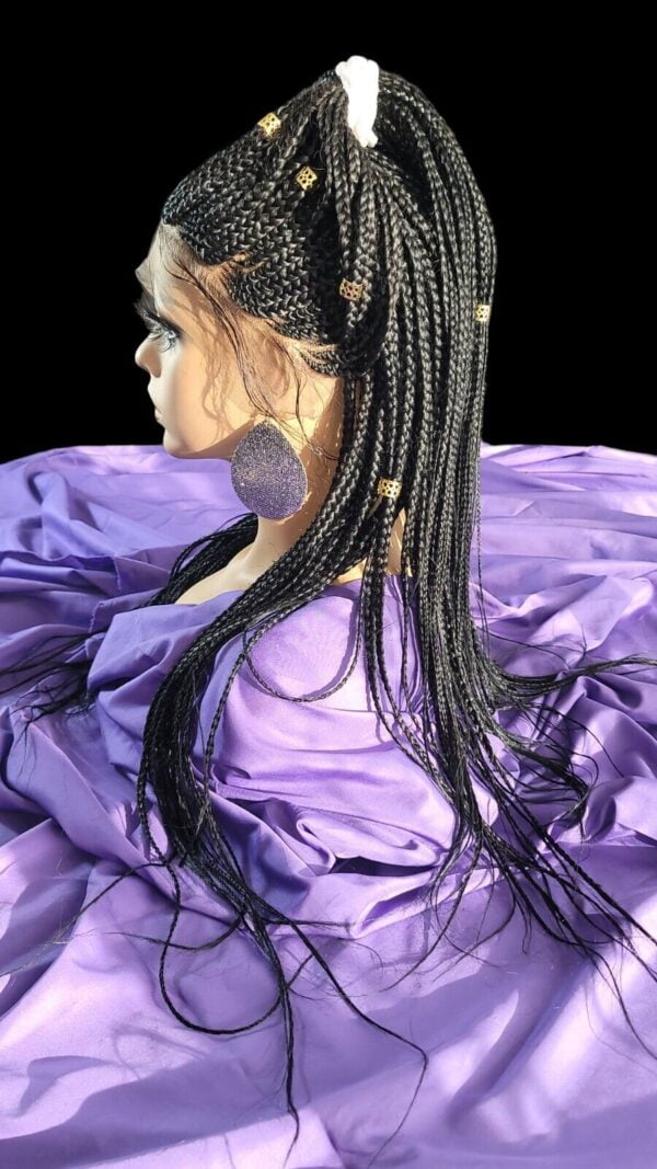 100% Handmad Braided Wigs - Jet Black Feeding With Box Braid Lace Wigs" Long NWT