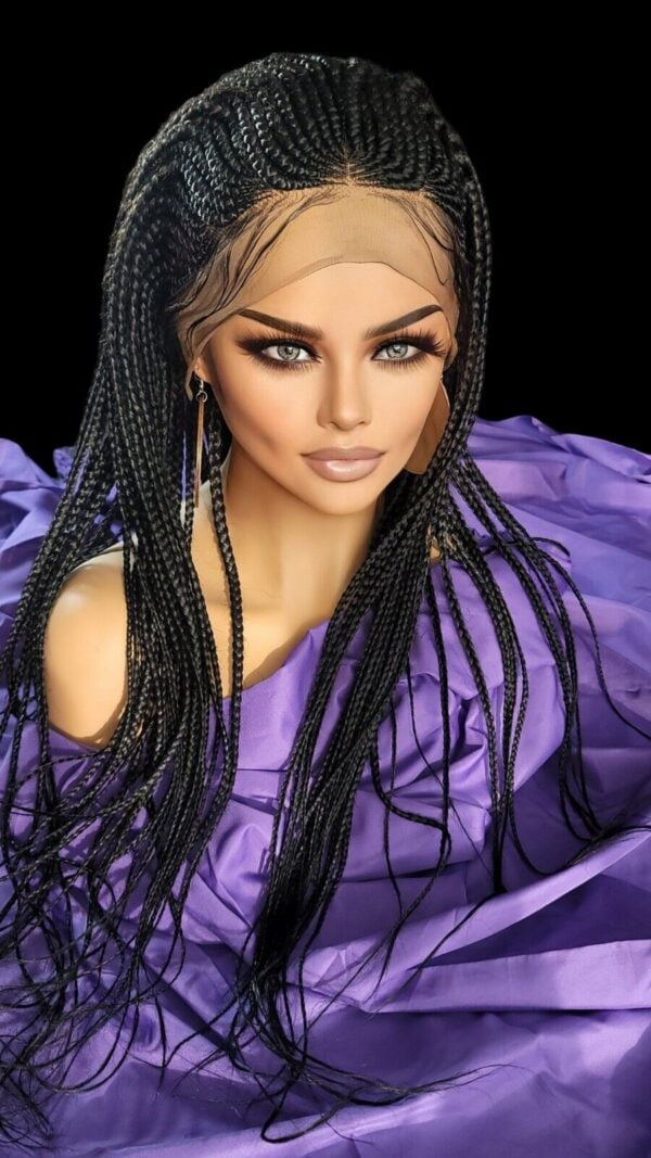 100% Handmad Braided Wigs - Jet Black Feeding With Box Braid Lace Wigs" Long NWT