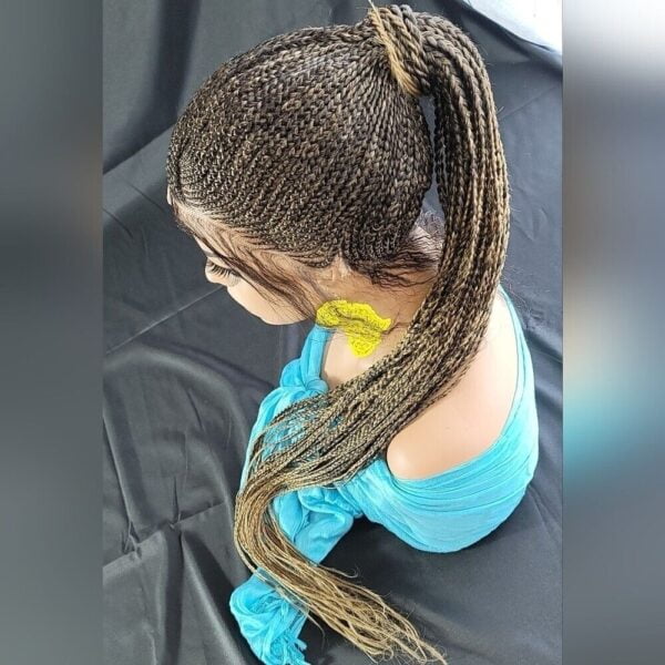 Handmade Braided Shuku Wig with Updo and Ponytail - NWT Ombre Wig, Long Wig