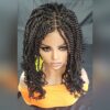 braided wig Jet Black Kinky twists wig 13"x4" Lace Closure. NWT Summer Wig