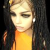 "Handcrafted 100% Full Lace Braided Wig - Jet Black, Long with Baby Hair, NWT