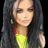 Braided Wigs Micro Braids Full Lace Wig Jet Black Handcrafted, Lightweight