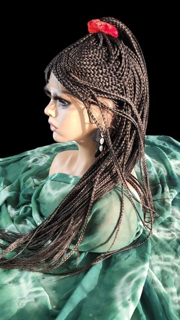 Braided wig Ghana Weave Lace Front Braided Wig - Dark Brown #4 - Handmade NWT