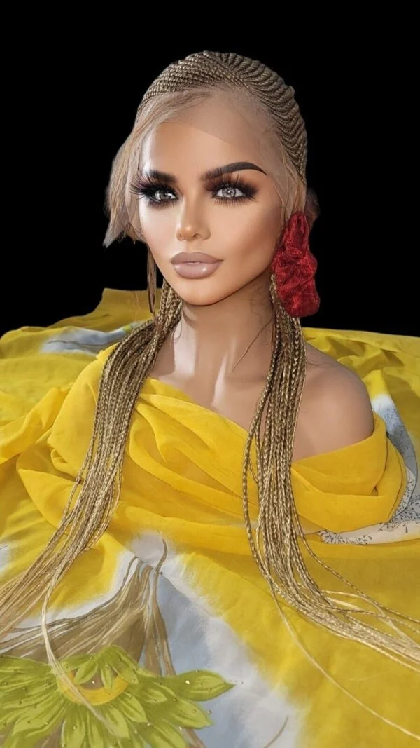 100% handmade, Braided wigs blond Wig NWT Ghana Weave absolutely gorgeous.