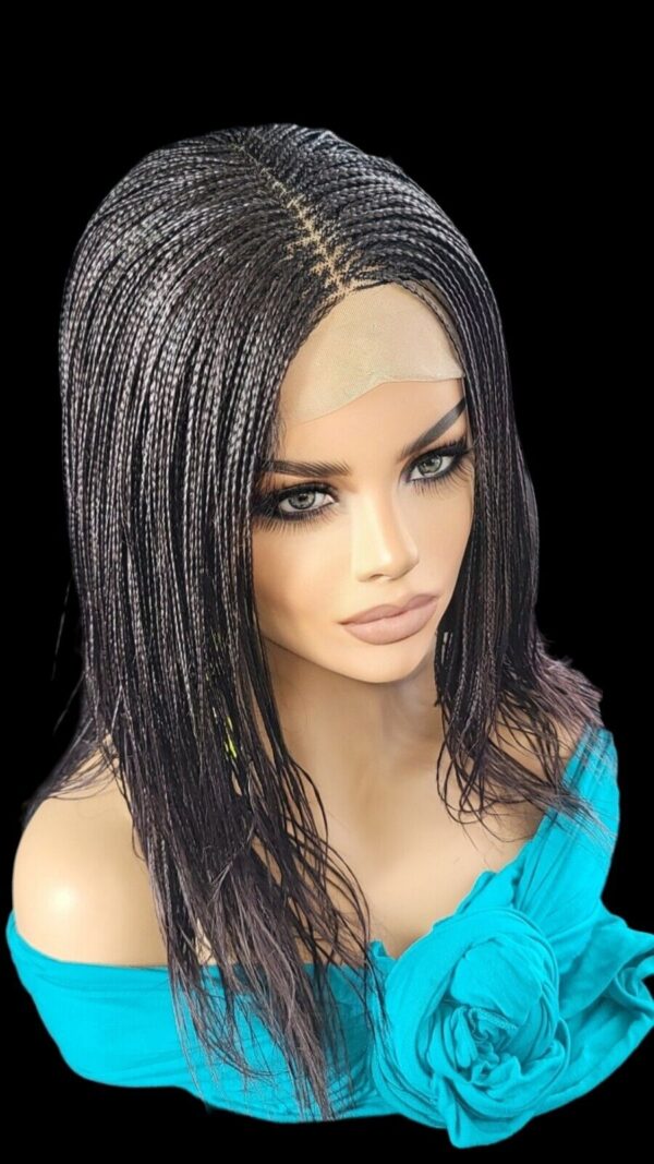 Handmade Braided Lace Wigs, Bob cut, short Micro millions braids. NWT Color 99j