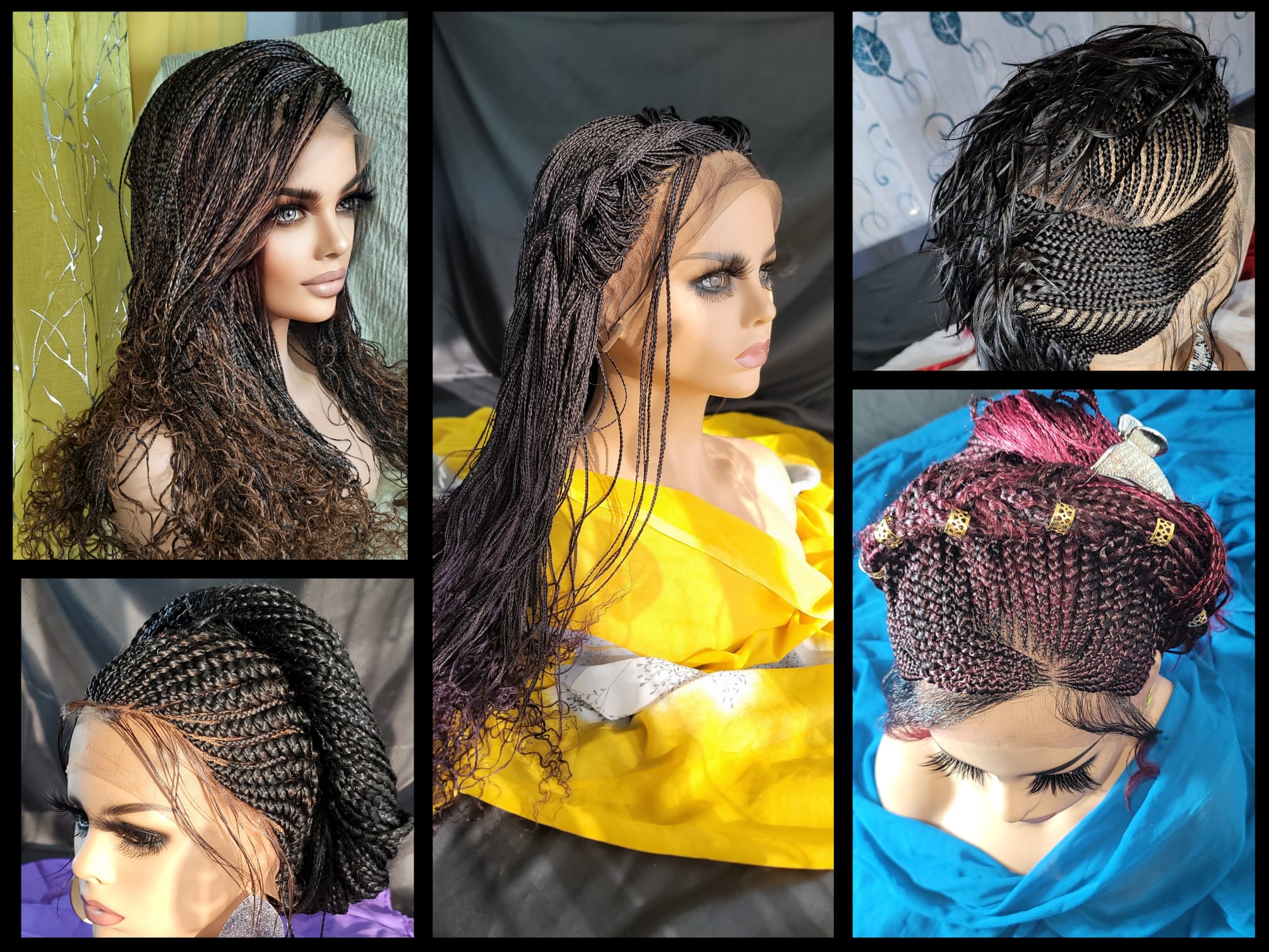 Custom braided lace wig with sleek updo