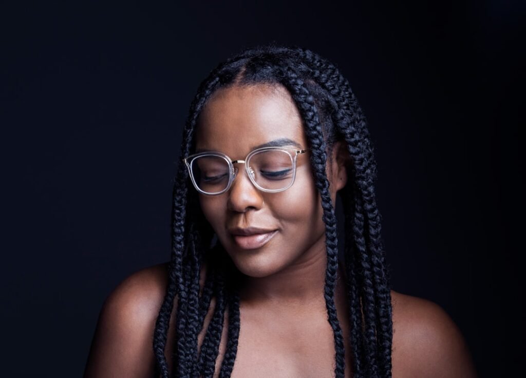 Elegant Black woman with braids styled for a date night or special occasion