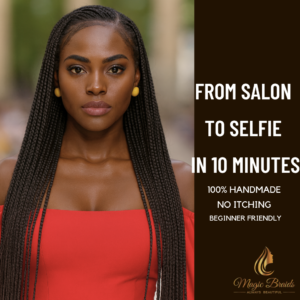 The Boardroom Command- Jet Black Micro Braid Wig | Handmade by Magic Braids