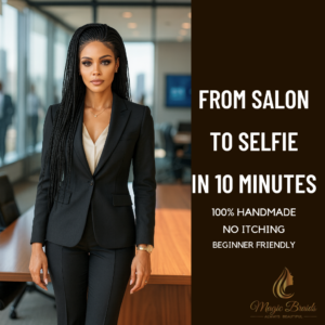 The Boardroom Command- Jet Black Micro Braid Wig | Handmade by Magic Braids