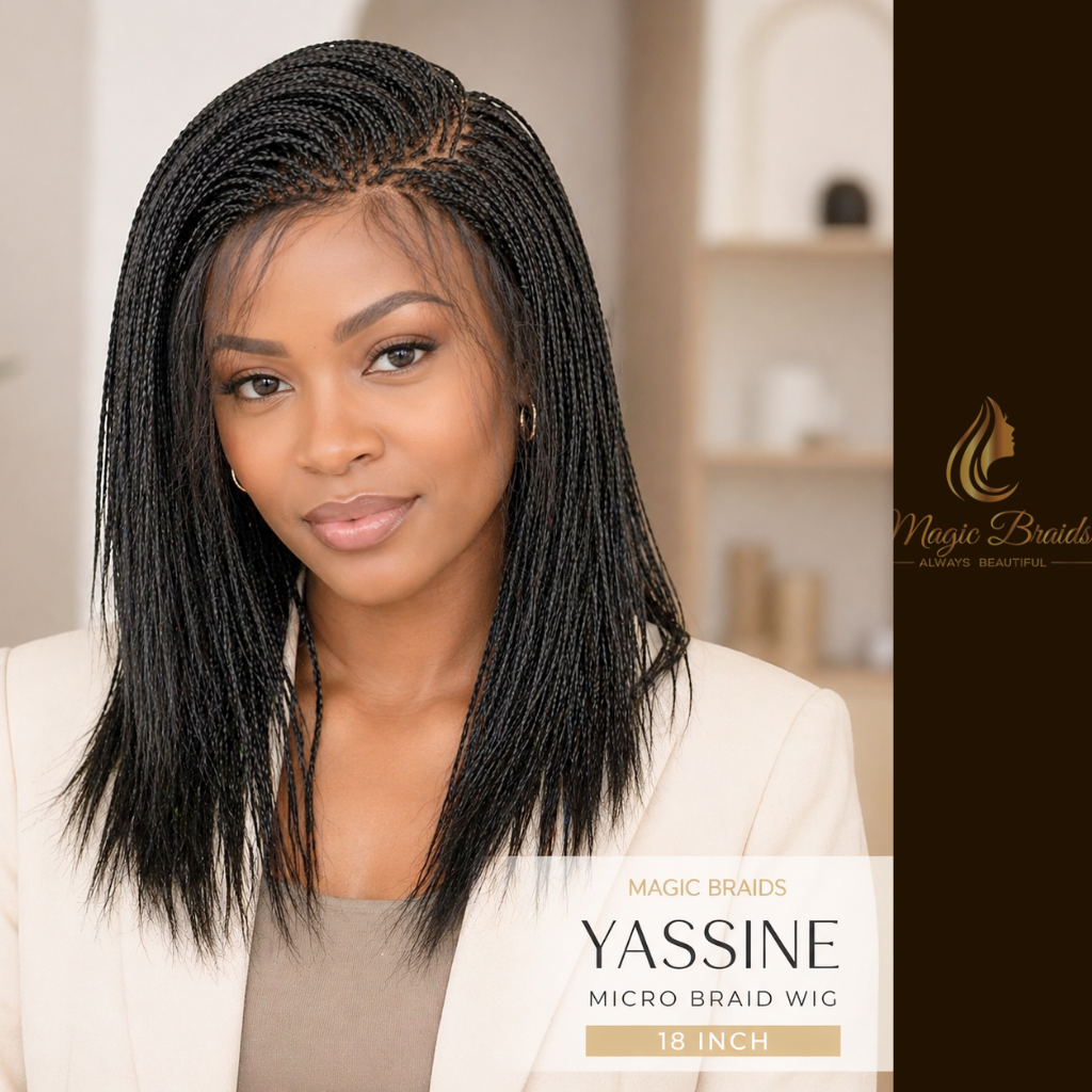 Yassine Micro Braid Wig – 18” Jet Black