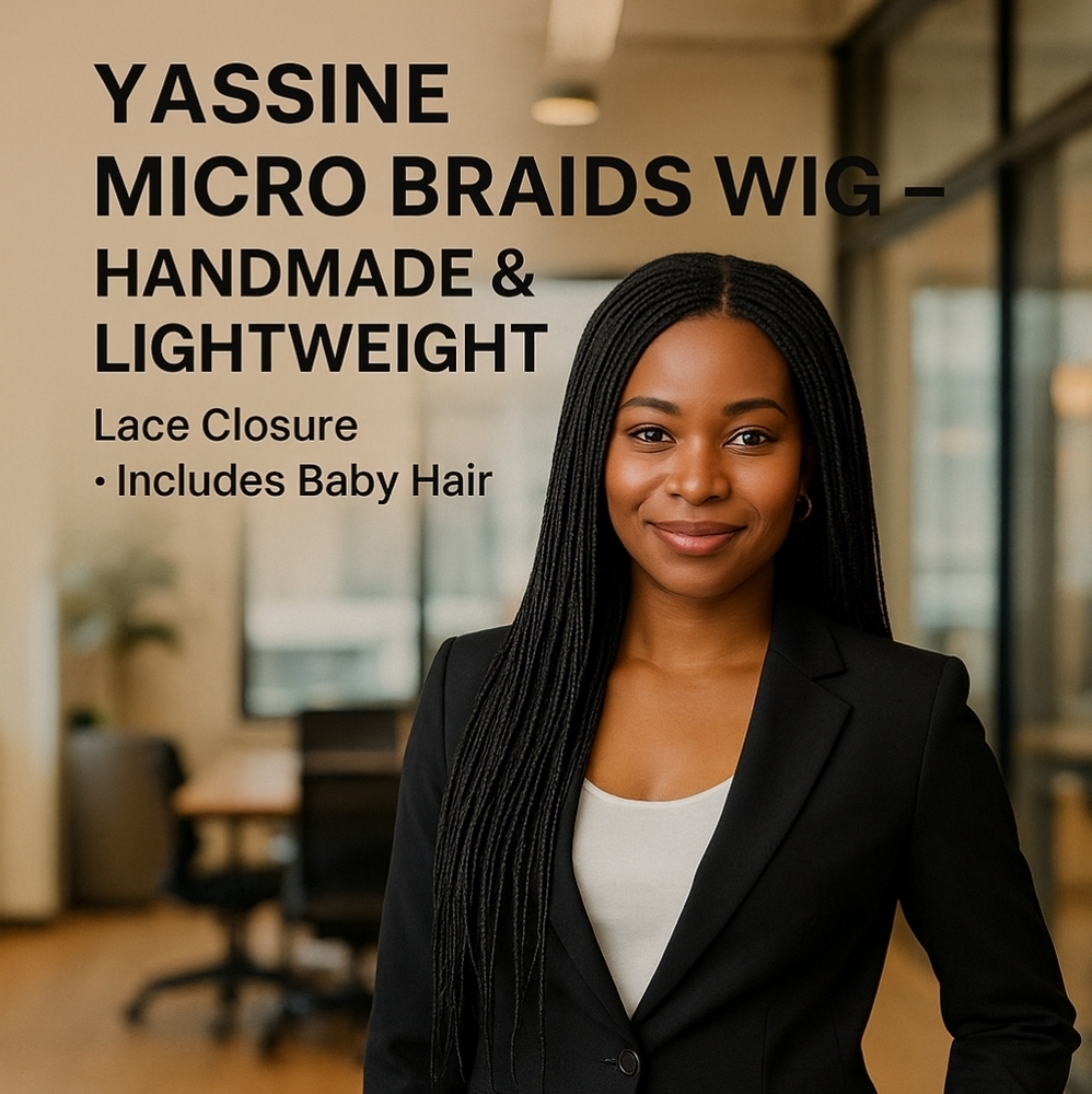 Handmade Micro Braids Lace Closure Wig Jet Black – Lightweight, Natural Look