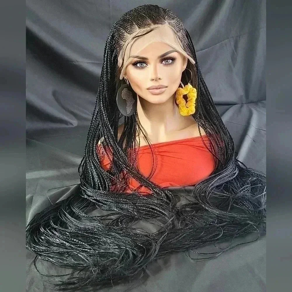 🔥 100% Handmade Long Braided Wig – Luxury Jet Black Long 🔥