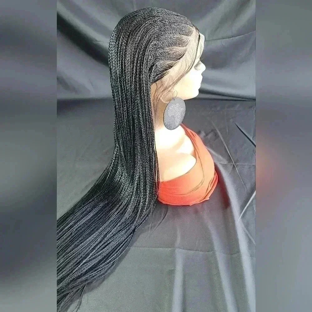 🔥 100% Handmade Long Braided Wig – Luxury Jet Black Long 🔥