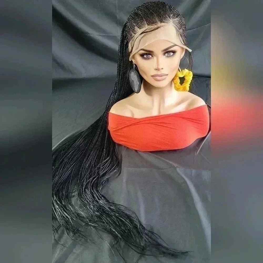 🔥 100% Handmade Long Braided Wig – Luxury Jet Black Long 🔥