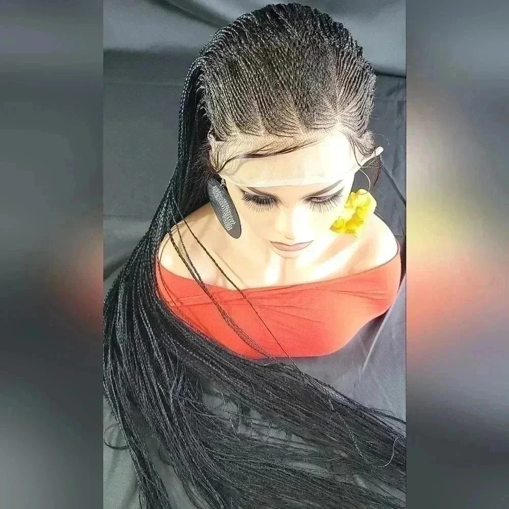 🔥 100% Handmade Long Braided Wig – Luxury Jet Black Long 🔥