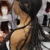 AMARA handmade full lace feed-in cornrow wig and boho curl detail