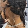 AMARA handmade full lace feed-in cornrow wig and boho curl detail