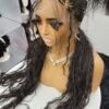 AMARA handmade full lace feed-in cornrow wig and boho curl detail