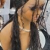 AMARA 22-inch off-black full lace feed-in cornrow wig with soft boho curls